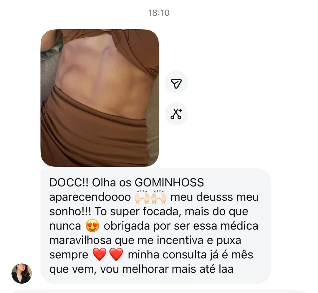 Paciente comemora evolução da composição corporal