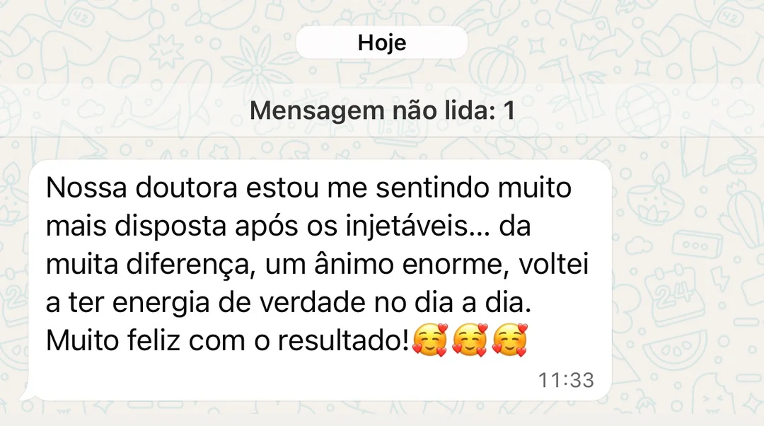 Paciente relata mais energia e disposição no acompanhamento